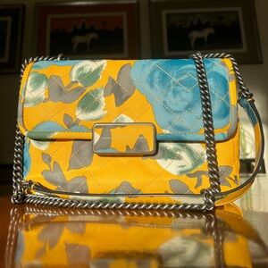 Marc By Marc Jacobs Jerrie Rose Quilted Rebel Yellow Blue Crossbody Shoulder Bag
